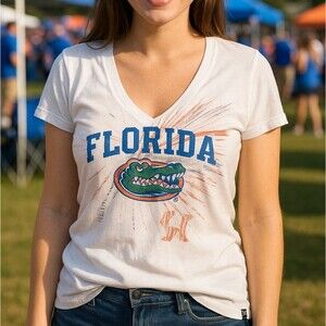 Hurley Florida Gators White Graphic V-Neck Tee Shirt XL Collegiate Blokecore Gam